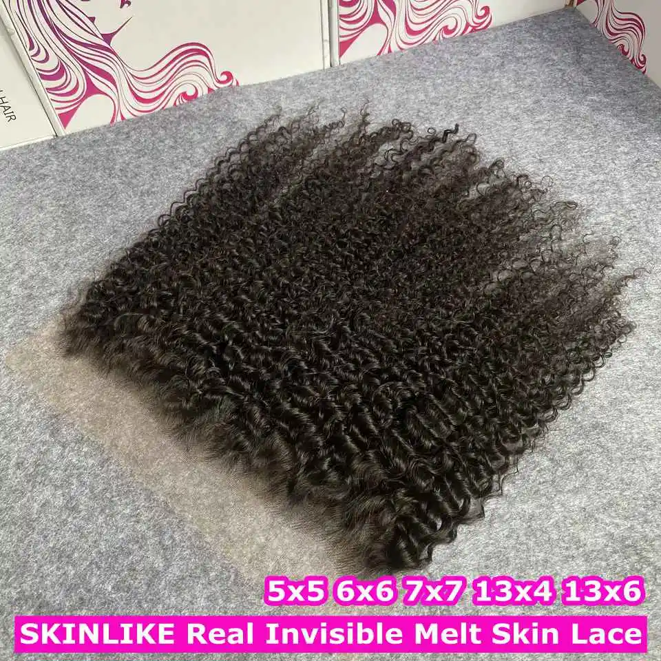 Invisible 13x4 13x6 HD Lace Frontal Brazilian Deep Curly Human Hair 5x5 6x6HD Lace Closure Pre Plucked Free Part