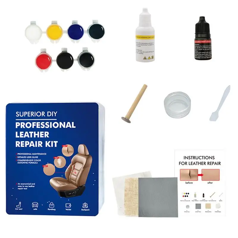 

Leather Repair Kit 7 Colors Leather Seat Repair Kit For Cars Leather Filler Leather Paint Leather Scratch Repair For Sofa Jacket