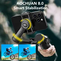 AOCHUAN Smart Gimbal Stabilizer X2 With built-in extension pole and LED display For iPhone and Android Smartphone Gimbal Black - Image 2