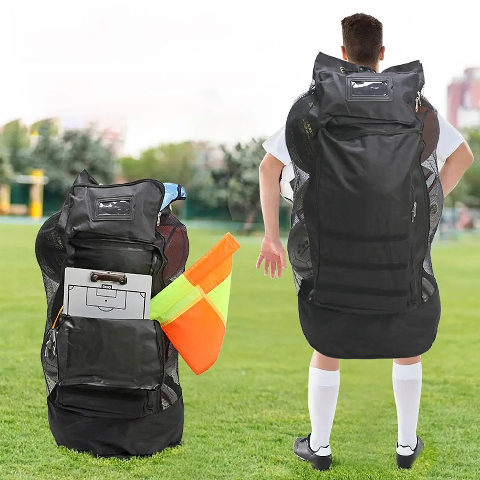 Basketball Backpack Sports Ball Bag Carry Bag Sports Equipment Bag Mesh Drawstring Bag for Baseball Coaches Gear Football