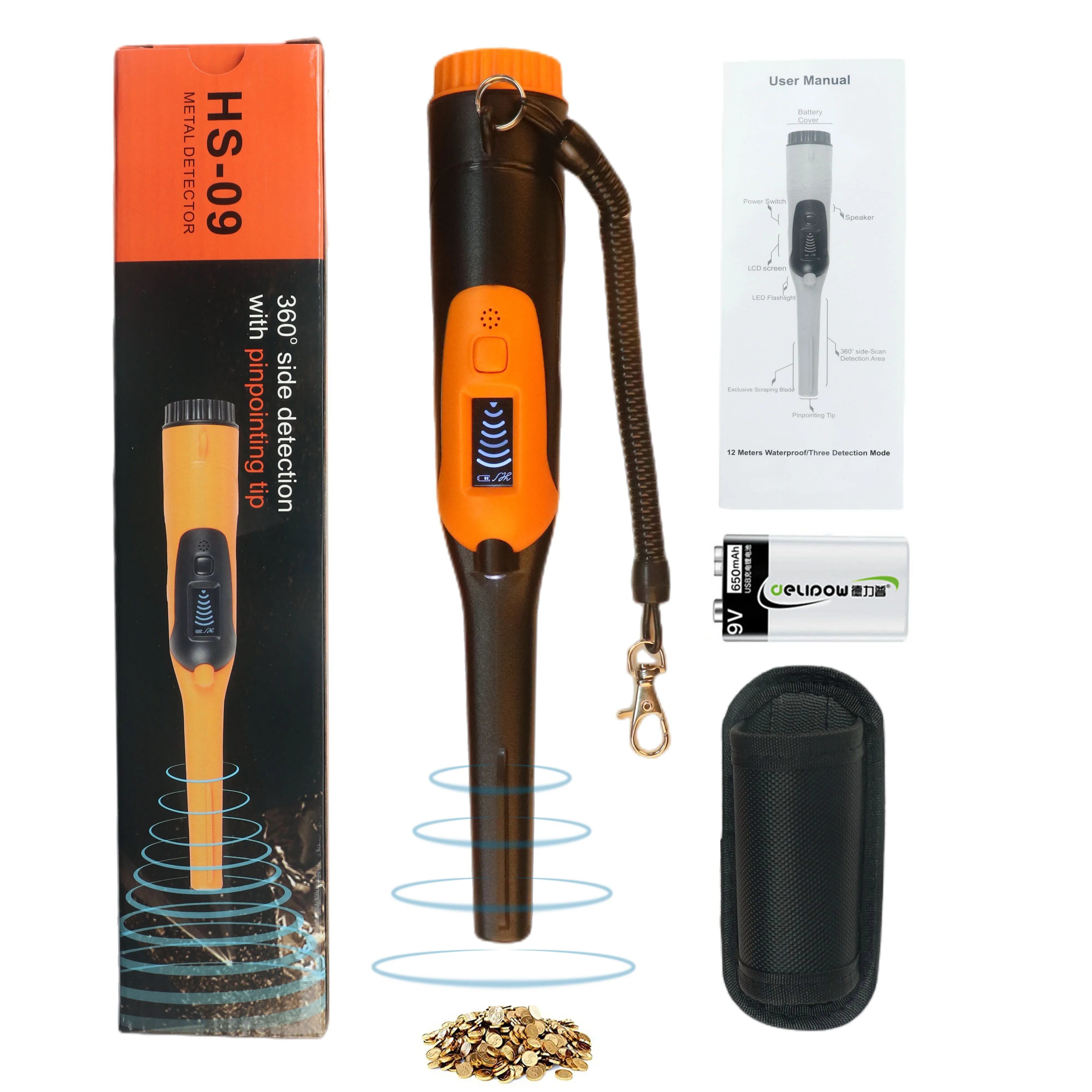 Display Lcd Metal Detector Pin Pointer Ip68 Impermeabile Ad Alta Precisione Palmare Metal Pin Pointer Wand Adatto Per Adulti E Bambini