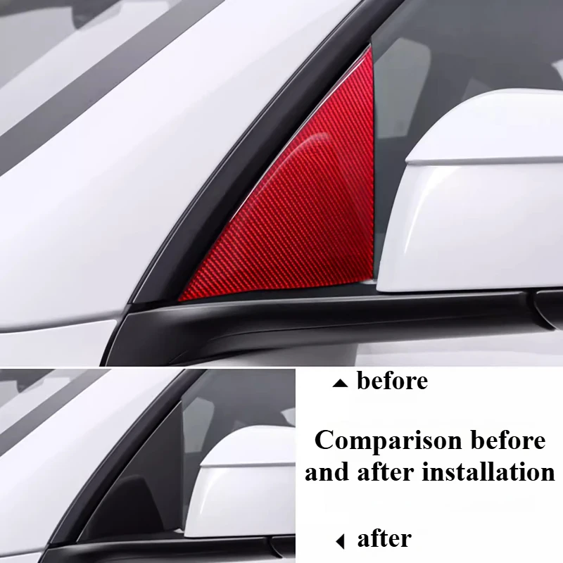 Tesla Model 3/Y Highland 2019-2025 액세서리 A 필러 삼각형 장식 스티커 수정 된 탄소 섬유 스크래치 방지