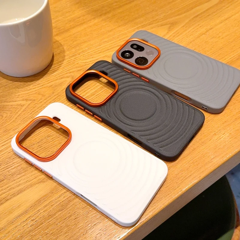 Wave Design Magnetic Wireless Charging Protective Hard PU Phone Case, Compatible with OPPO Find Series