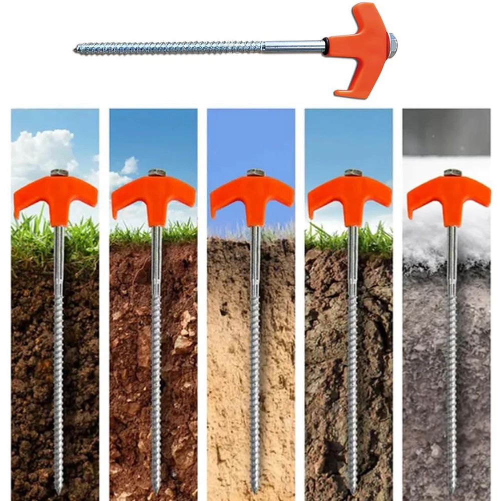 Heavy Duty Metal Spiral Screw Tent Stakes for Camping