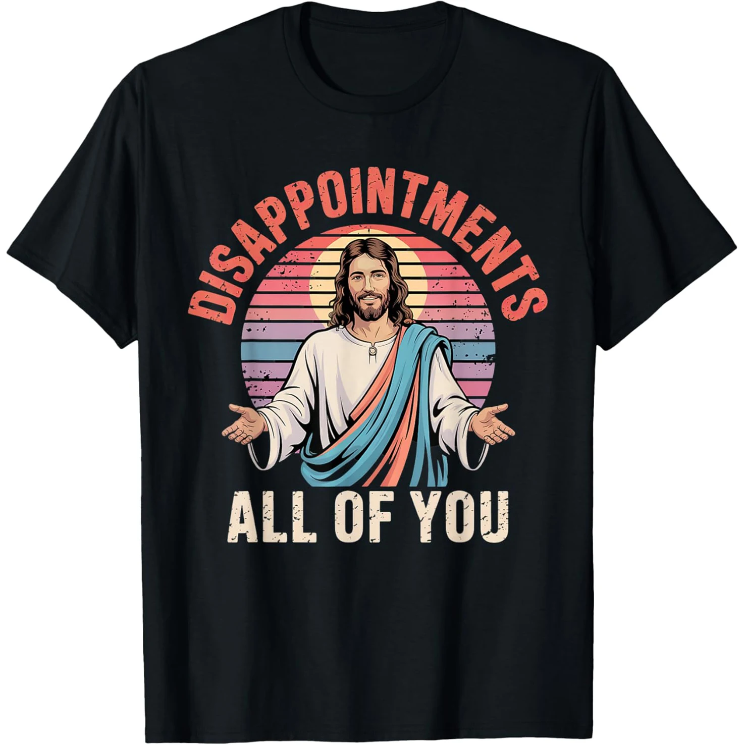 Lustiges Jesus-Verärgertes-Gesicht-T-Shirt mit Grafikdruck für Herren und Damen, Vintage-Waschung, Baumwolle, Sommer, Neu, Lässiges Oversize-Oberteil