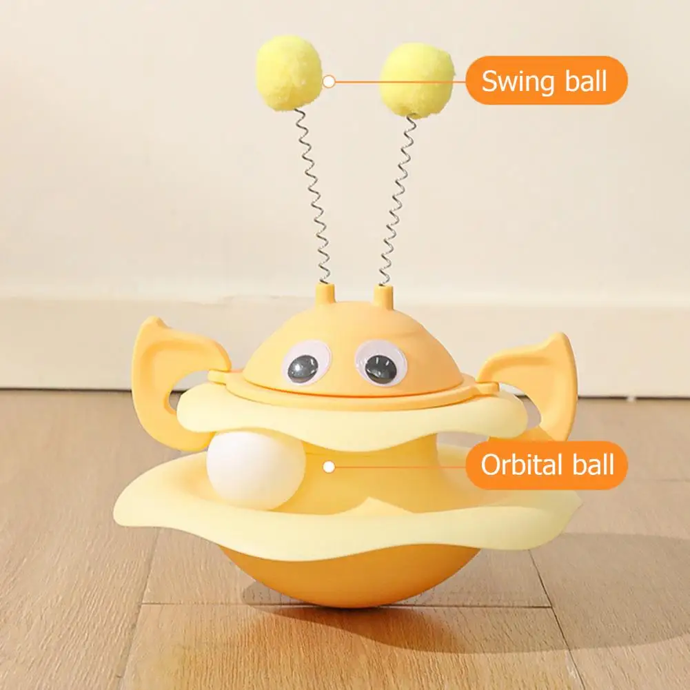Cat Ball Track Toy Interactive Bee Shaped Cat Tower Turntable Tumbler Cats Toy with Spring Pom Pom Ball for Cat - PeticaDeals