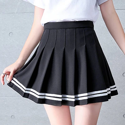 sequin skirt Striped Pleated Skirt Preppy Style High Waist Womens Skirts School Female Skirts Sweet Mini A-Line Dance Short Skirt Ladies 2021 blue skirt Skirts