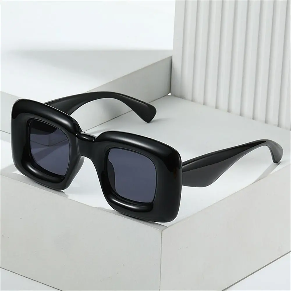 Retro Y2K Square Candy Color Women Sunglasses UV400 Inflated Frame Brand Designer Men Red Yellow Unique Sun Glasses Wide Legs