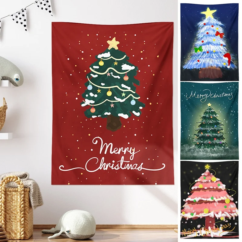 Tapestry Decor Wall Hanging Tapestries Christmas Background Cloth Santa Claus Wall Poster tapestry decor
