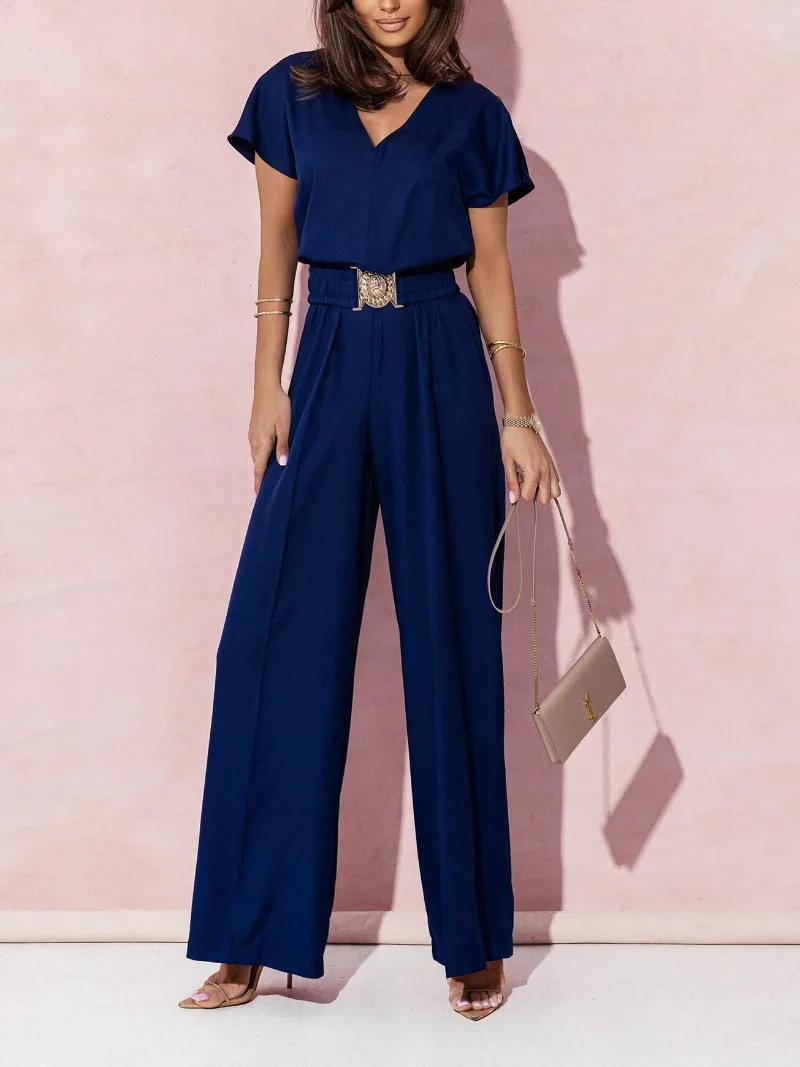 Women-s-Spring-Summer-Leisure-Solid-Color-Jumpsuit-Women-s-Fashion-V ...