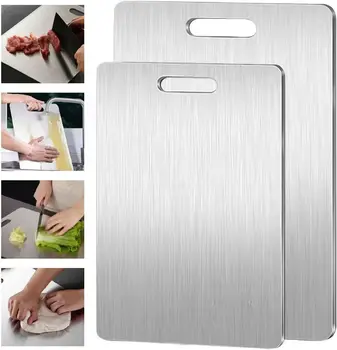 Thickened Double-Sided Stainless Steel Panel & Chopping Board – Kitchen Cutting and Dough Kneading Block 1