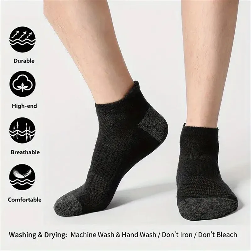 6 Pairs Cotton Man Socks Sports Solid Color Male's Short Sock For Cycling Breathable Mesh Ankle Summer Running Socks