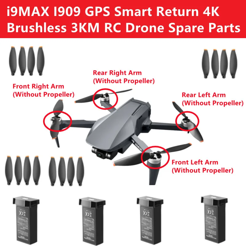 

I9MAX 1909 GPS Smart Return 4K Бесщеточный 3 км дистанционное управление Квадрокоптер RC Дрон запасные части 7,7 в 2100 мАч/Arm/пропеллер/зарядное устройство
