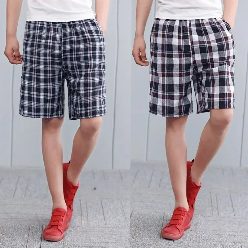 

Boxers Sleeping Cotton Short Comfortable Male Sleepwear Underwear Shorts Underpants Plaid Loose Pants Mens Casual Homewear