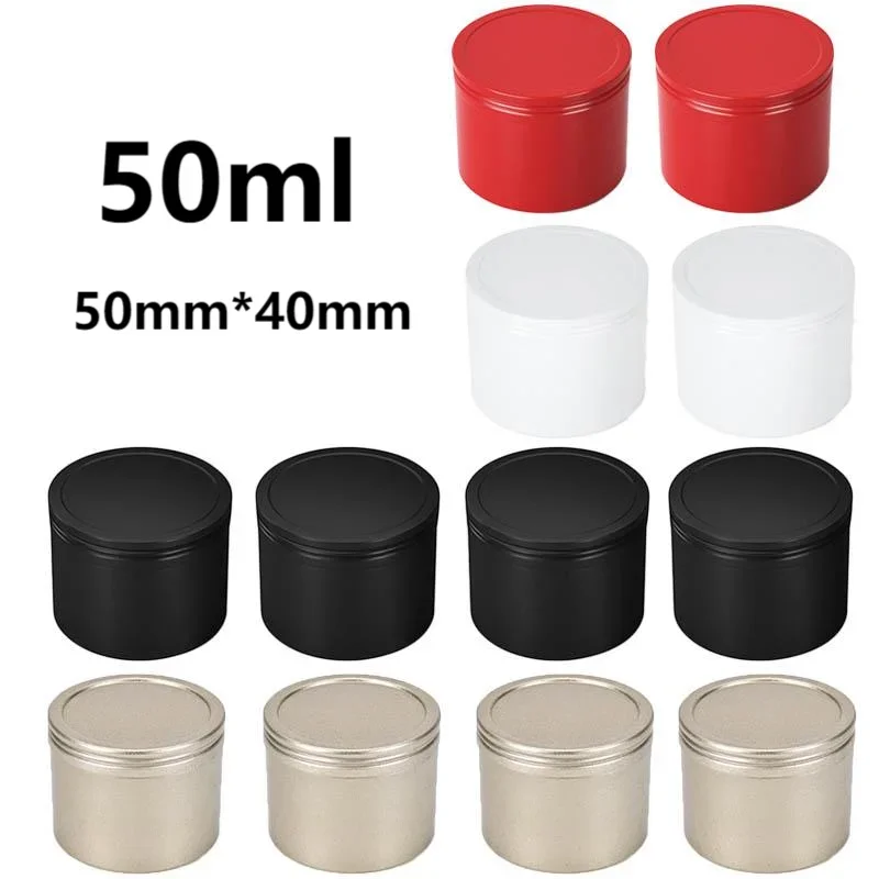 10pcs 50ml Round Aluminum Tin DIY Candle Containers Cosmetic Aromatherapy Storage Sealed Can Travel Toiletries Dispensing Cans