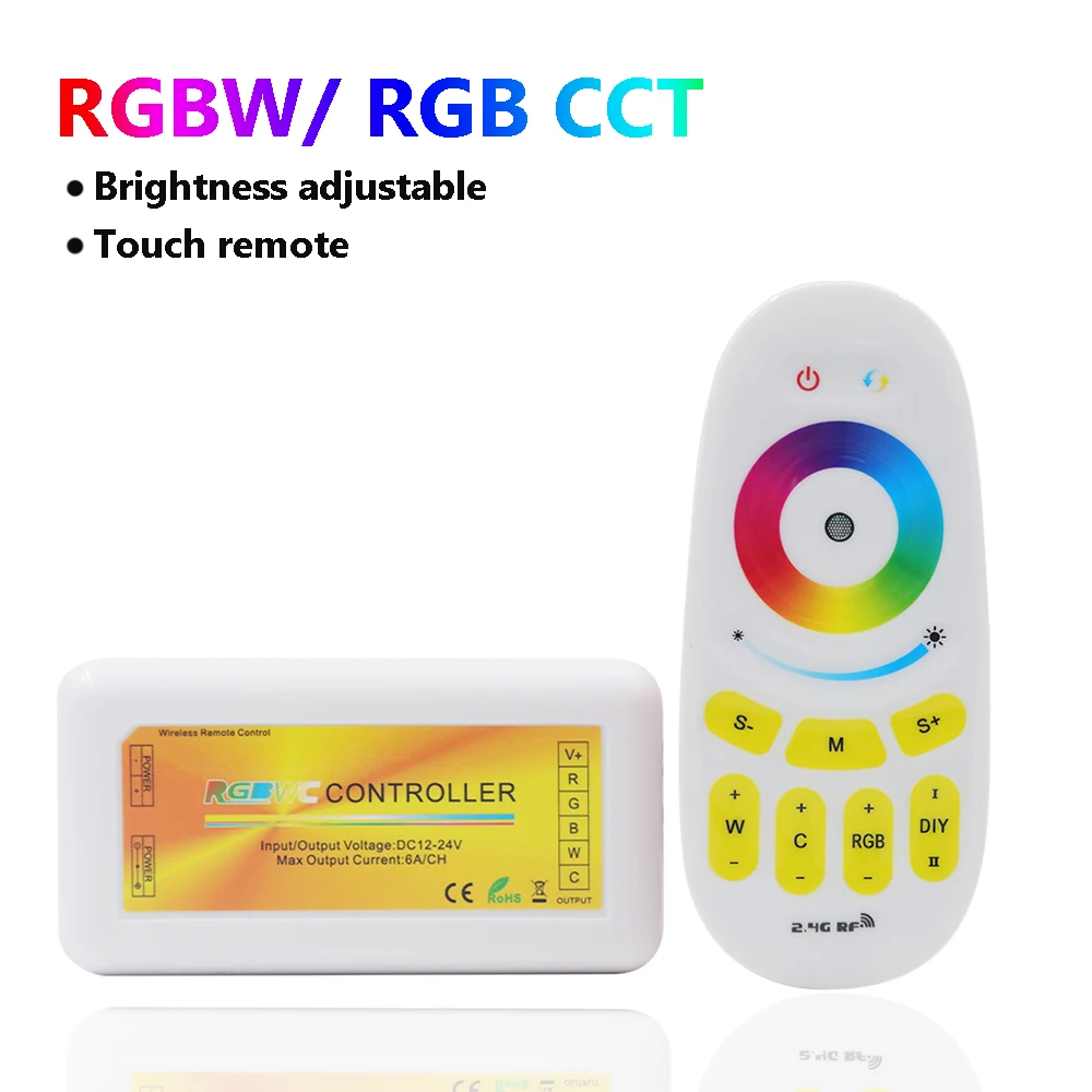 

Контроллер для светодиодных лент RGBW RGB CCT, 12-24 В постоянного тока, 2,4 г