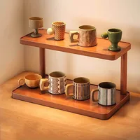 Versatile 2-Tier Wooden Storage Rack for Kitchen&Tea Room-Countertop Organizer with Decorative Desktop Multi-layer Storage Rack 5