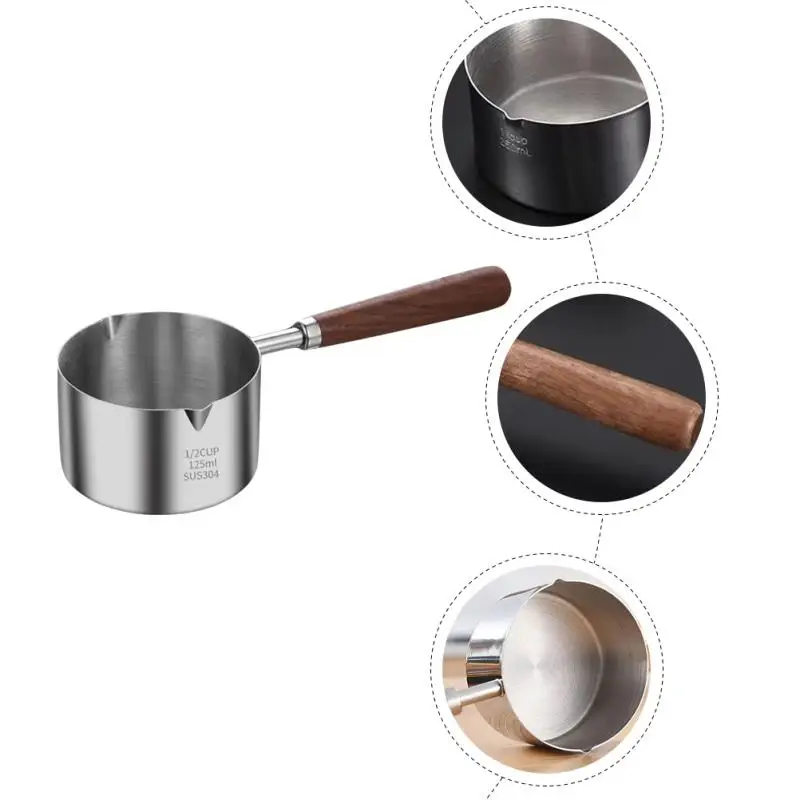 Description Picture 5 of itemPot Saucepan Pan Milk Sauce Cooking Soup Melting Butter Warmer Oil Ladle Pots Stock Coffee Induction Spout Noodle Pour Kitchen