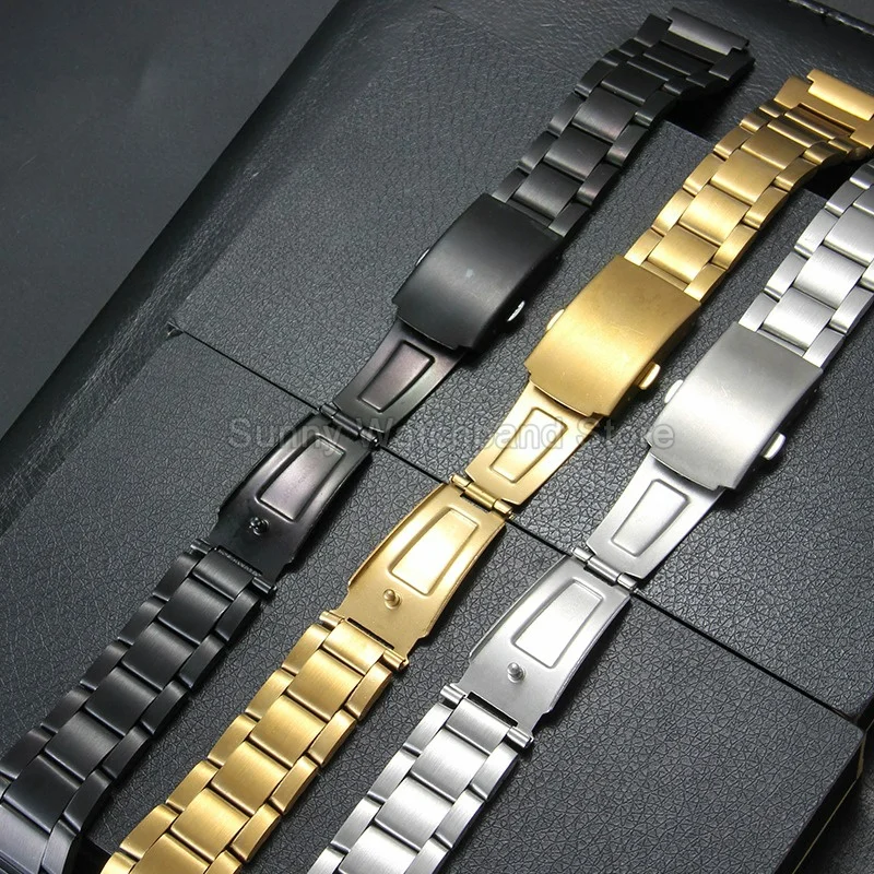 Adjustable Removable Links Watchband with Brushed Polished Finish