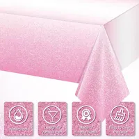 1Pc Pink Plastic Tablecloth For Parties Gradient Pastel Pink Disposable Tablecloth For Rectangular Tables Light Pink Sprin 2