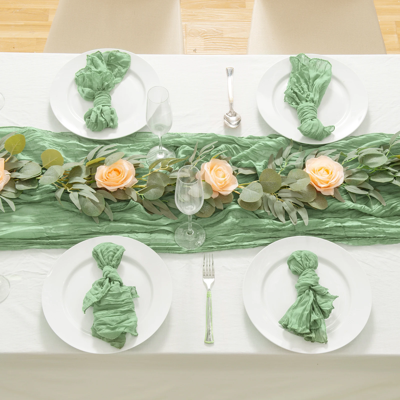 

Chiffon Table Runner Tablecloth White Polyester Fiber Gauze 90*400CM Reception Bridal Shower Holiday Party For Wedding Decor