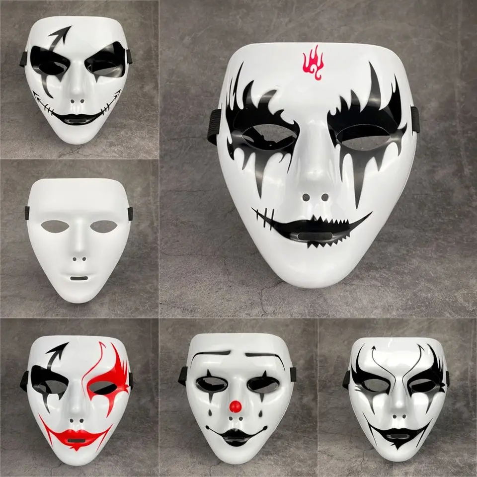 2 Masques Complets Hip Hop Hacker | Masque Danseur Ghostwalk | Blanc & Noir | Pour Fête, Halloween, Cosplay