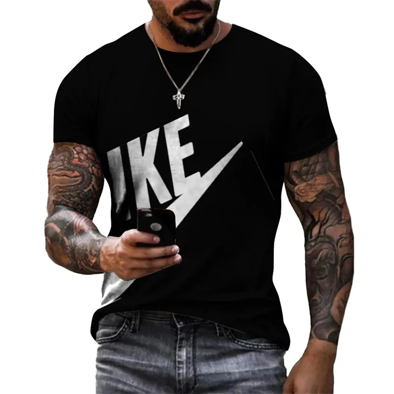 

Letter 3D Print Men's T Shirts Sportswear Summer Oversized Casual Short Sleeve T-shirt Gym Tops Harajuku Street Men Clothing 4XL