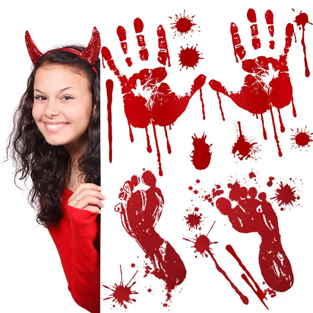 

Easy to Install Sticker Personalized Car Sticker Halloween Handprint Footprint Stickers Unique Window Car Decorations for Party