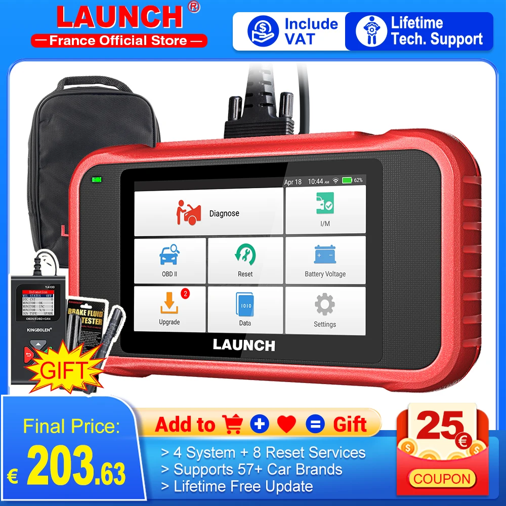 LAUNCH X431 CRP129E Car OBD2 Diagnostic Tools Auto OBD Engine ABS SRS AT Scanner TPMS Oil SAS