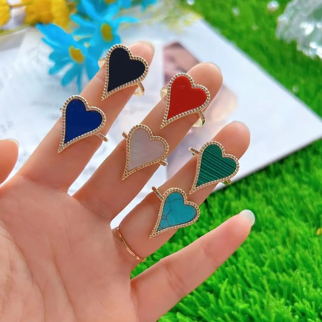 

6Pcs 2022 Classic Pave Zircon CZ Stone Shell Heart Moon Ring Jewelry Gold Color Punk Geometric Wedding Ring for Women