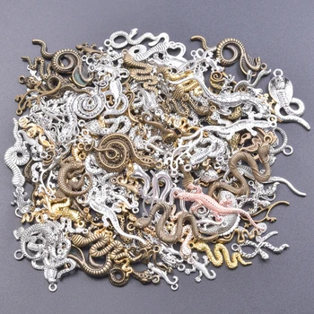 믹스 10/20/30pcs 동물 도마뱀 뱀 매력 용품 독사 펜던트 매력 Steampunk 액세서리 고스 소재