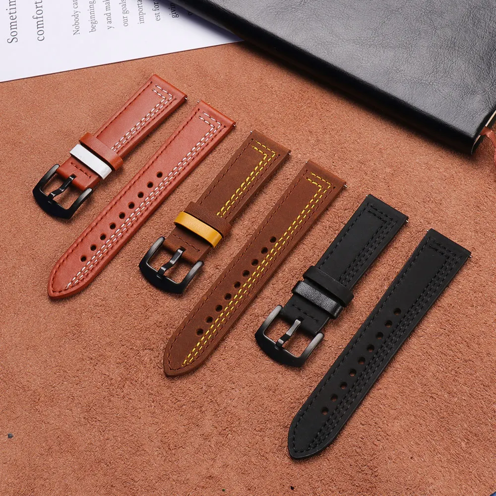 Premium Crazy Horse Leather Universal Watch Strap, 20mm-22mm Adjustable Band