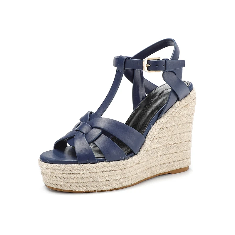 2024 New Women's Summer Anti Slip Sandals Outdoor High Quality Banquet Party Luxury High Heeled Sandals Cowhide High Heels Handm