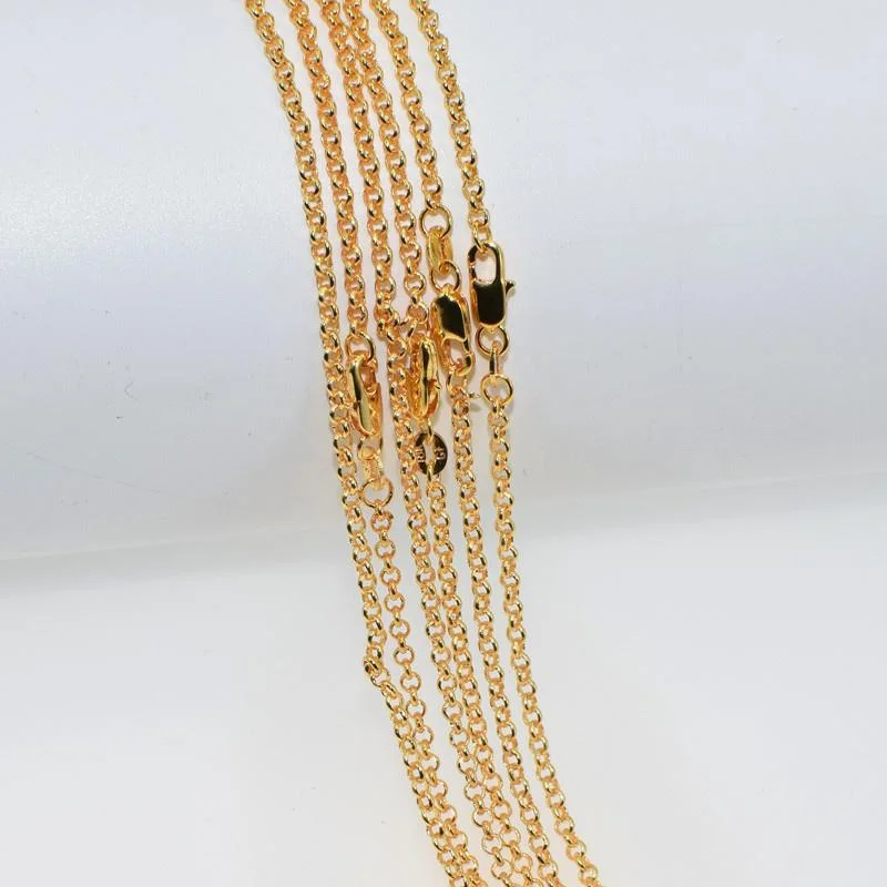 High Quality 2.5MM 16-30Inch Fashion Jewelry Yellow GOLD Cross Chain