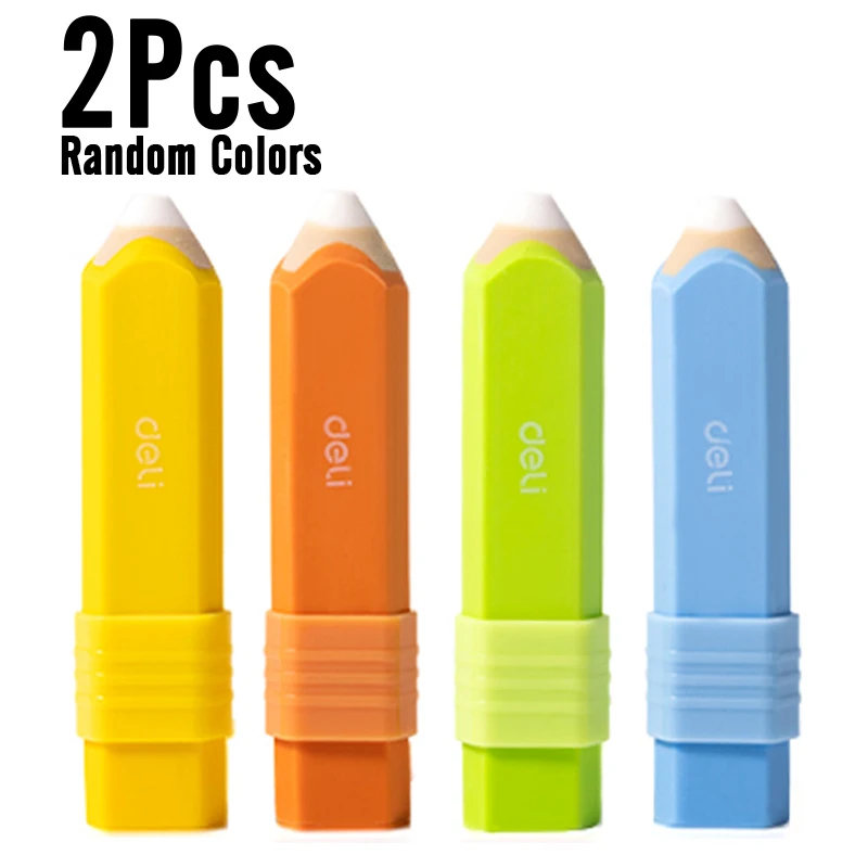 2PCS 델리 귀여운 카와이 펜 스타일 지우개 학생을위한 Traceless Washable 고무 크리 에이 티브 문구 지우개 학교 사무용품