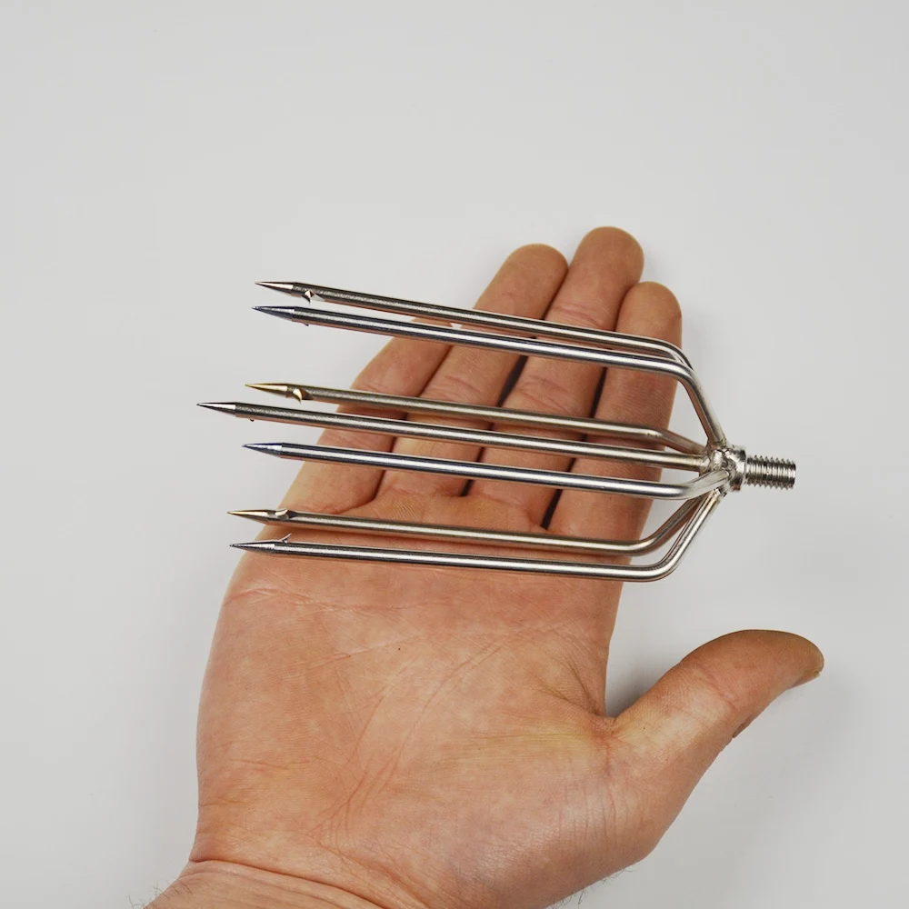 Pequeno Harpoon Head Barb Peixe Inserter Flying Fork Garfo de Aço de Pesca Retrátil Manual Row Fork Aço Inoxidável