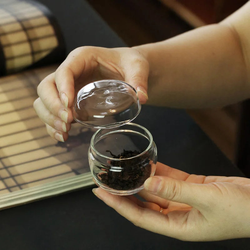 Portable Small Glass Jar With Lid Sugar Container Bottles Kitchen Storage Glass Jars Transparent Mini Tea Storage Bottle 3