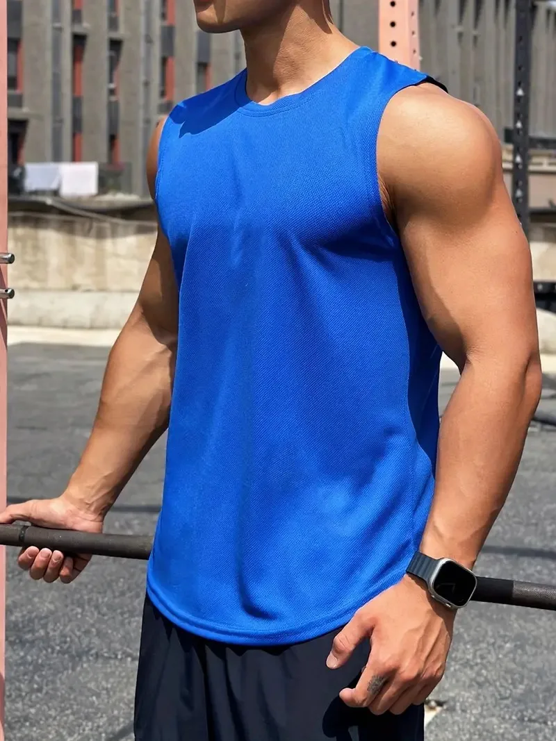 1 Piece Plus Size Summer Men's GYM Tank Top Quick Dry Breathable Sleeveless Tees Sports/fitness Men's Clothing