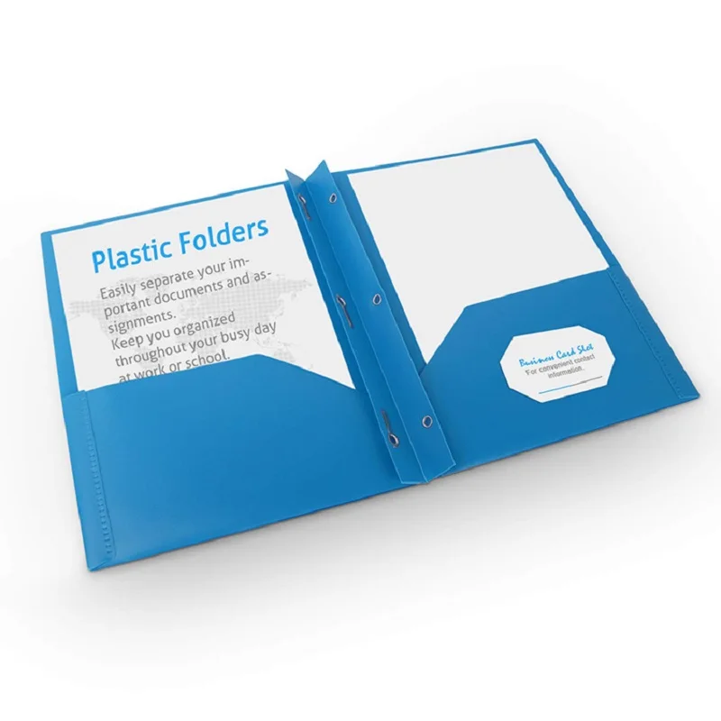 

2pcs Plastic Colorful Folders With Pockets Office Folders School Folders Folders With Pockets And Pins Office Storage Bag