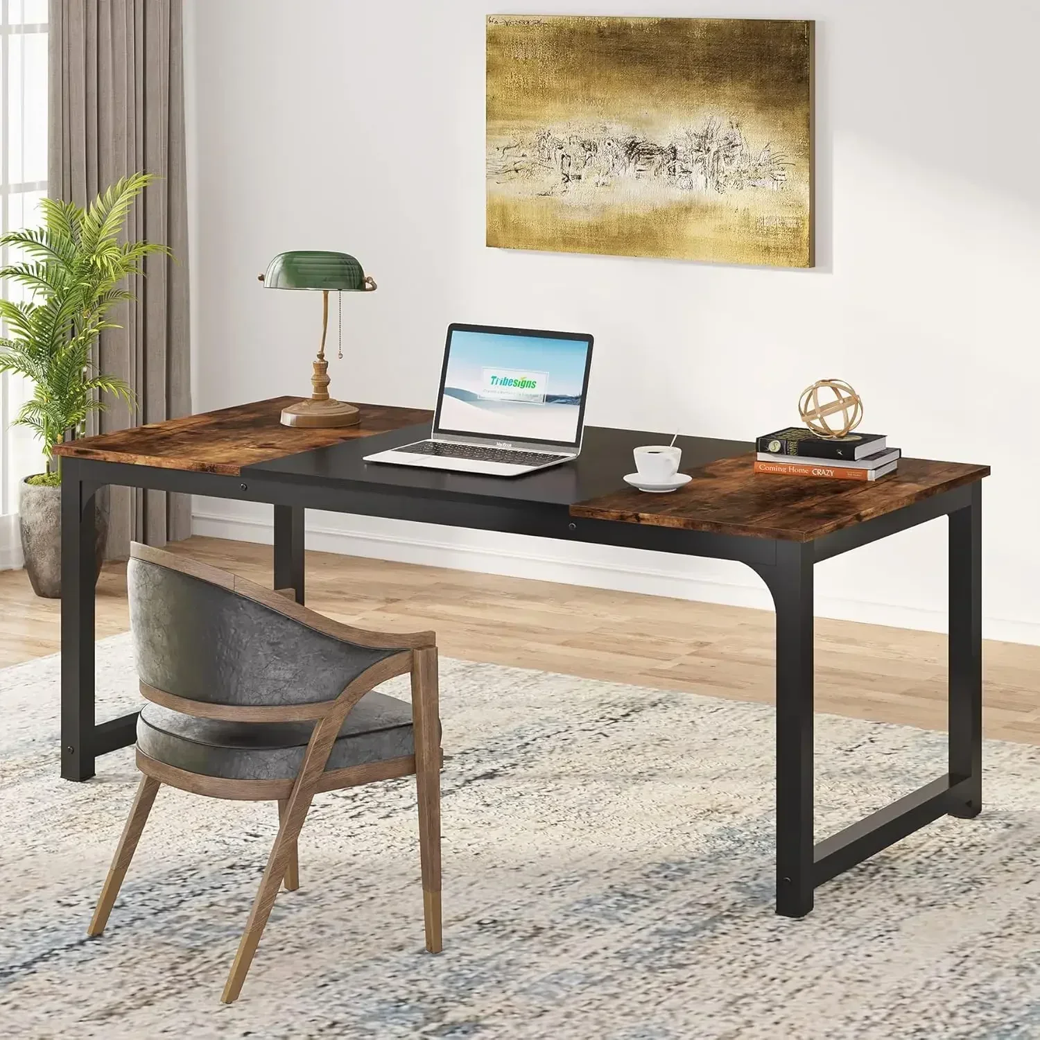 New2025-Modern Computer Desk, 63 x 31.5 inch Large Office Desk Computer Table Study Writing Desk Workstation for Home Office