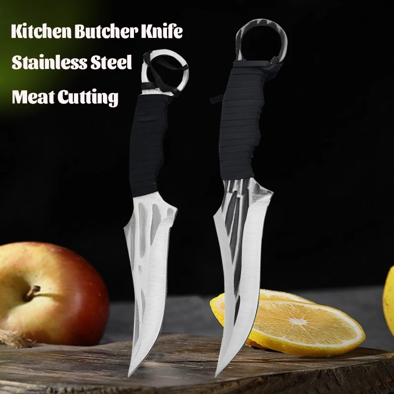 2PCS Set Bucther Knife Stainless Steel Boning Knife Kitchen Hand Forged Knife Utility Knife Fish Slicing Knife Kitchen Supplies