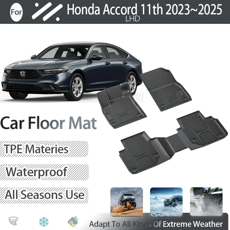 

Car TPE Floor Mats For Honda Accord 11th Gen 2023 2024 2025 Waterproof Pad LHD Foot Carpet Cushion Set Auto Interior Accessories
