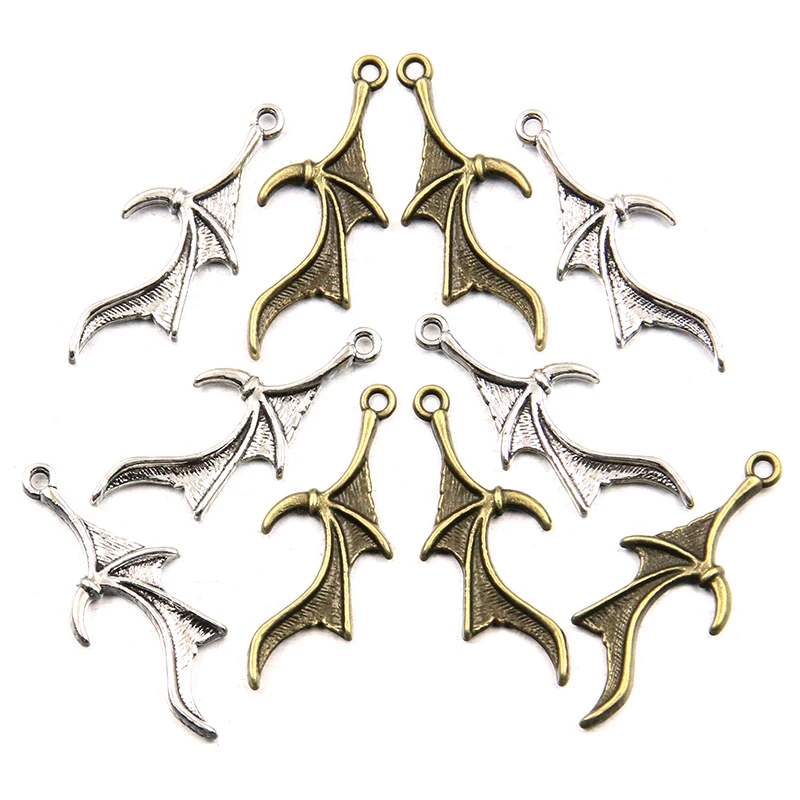 30 Pz 2 Colori Ali Di Demone Ali Di Drago Ali Di Pipistrello Charms Fai Da Te Donna Uomo Accessori