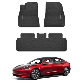 NEVERLAND Floor Mats for Cars, Car Mats for Tesla for model 3 for 2023, 3 Pcs/set TPE All Weather Floor Mats 1