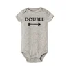 Newborn Baby Bodysuits Double Trouble Twin Kids Unisex Short Sleeve Rompers Playsuits Outfits Boys Girls Born Crawling Clothing 3