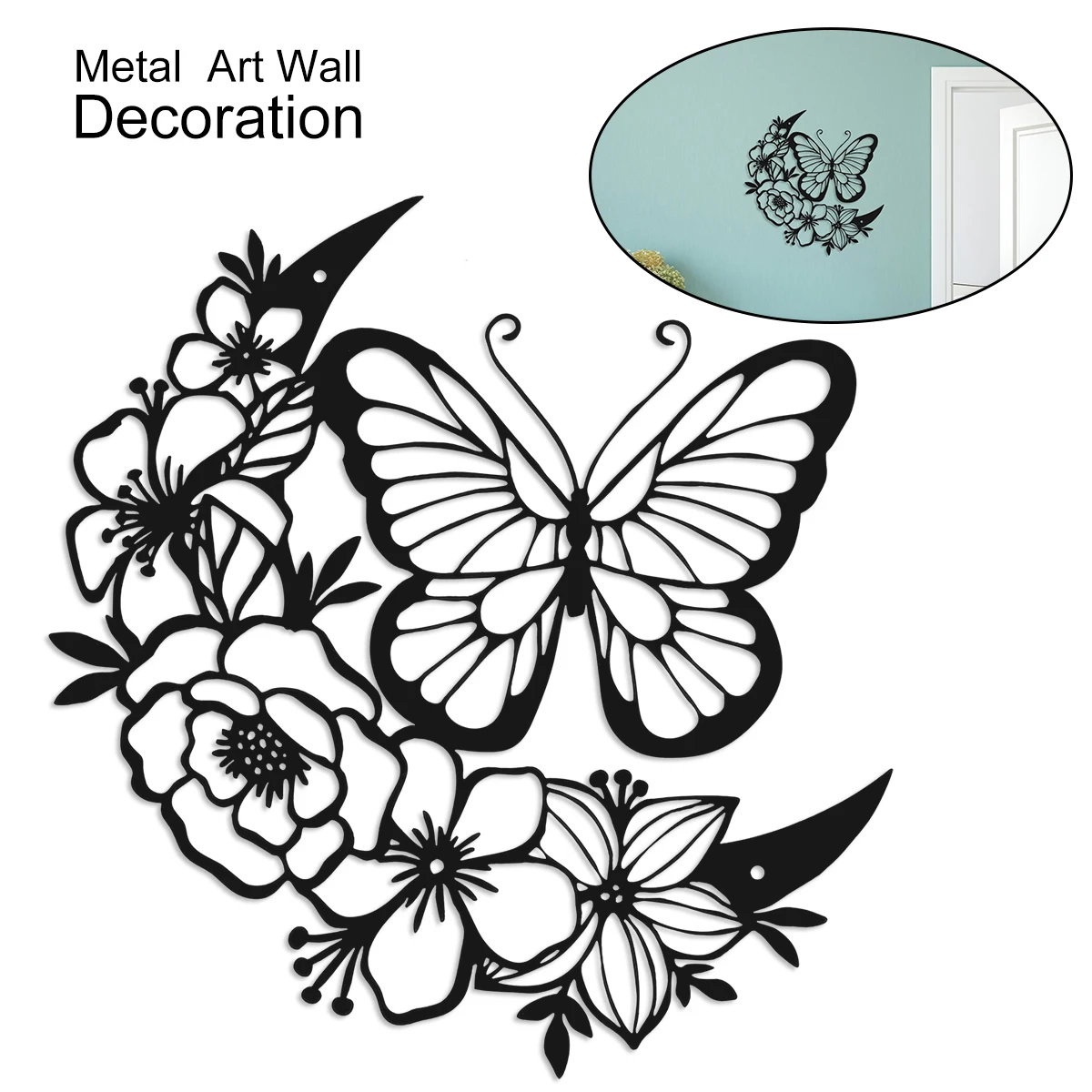 Metal Butterfly Wall Art Flower Wing Metal Wall Décor Modern Floral