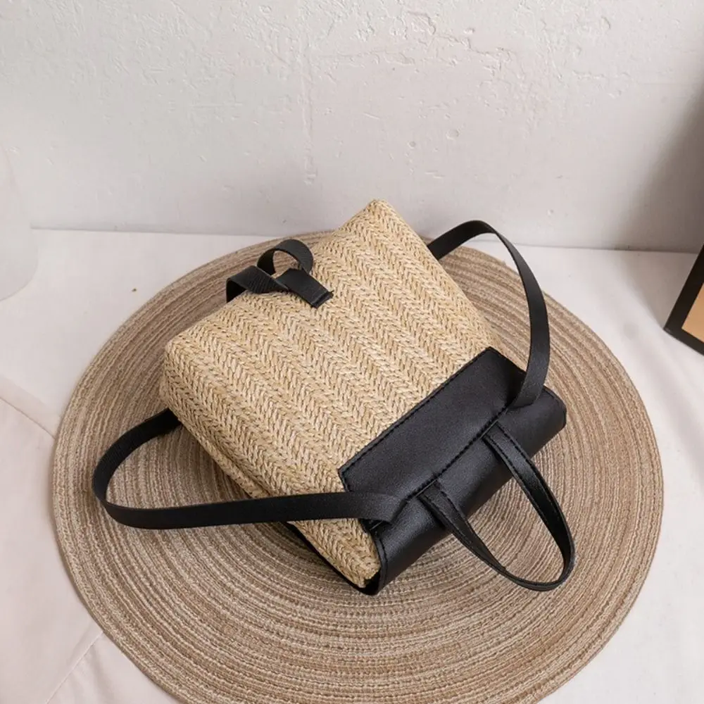 Elegant Vintage-Style Woven PU Leather Straw Backpack