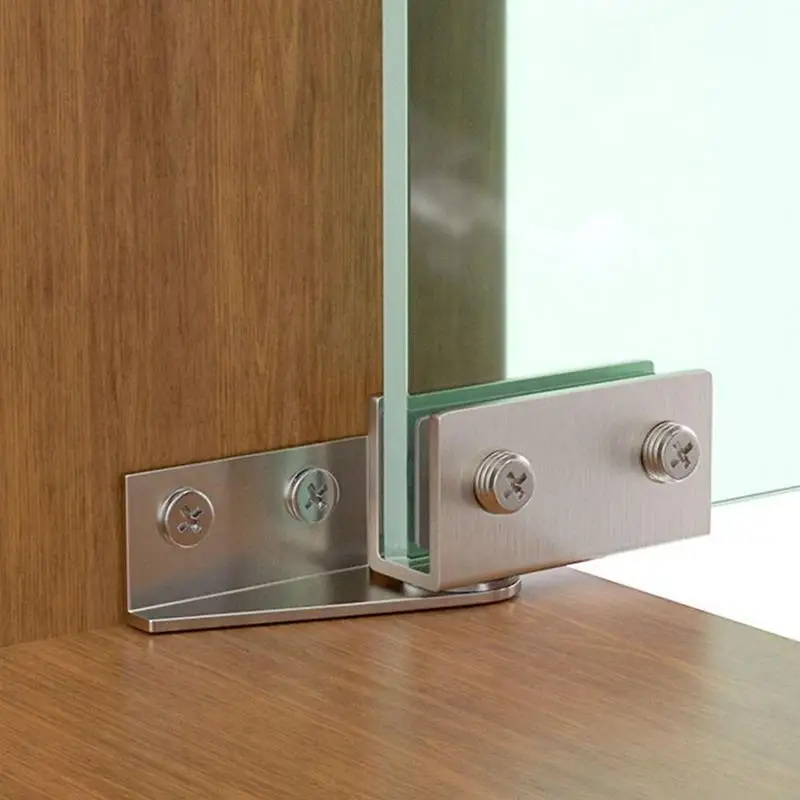 Stainless Steel Glass Clamp 90 180 Degree Glass Door Hinge For Showcase Wine Cabinet Furniture