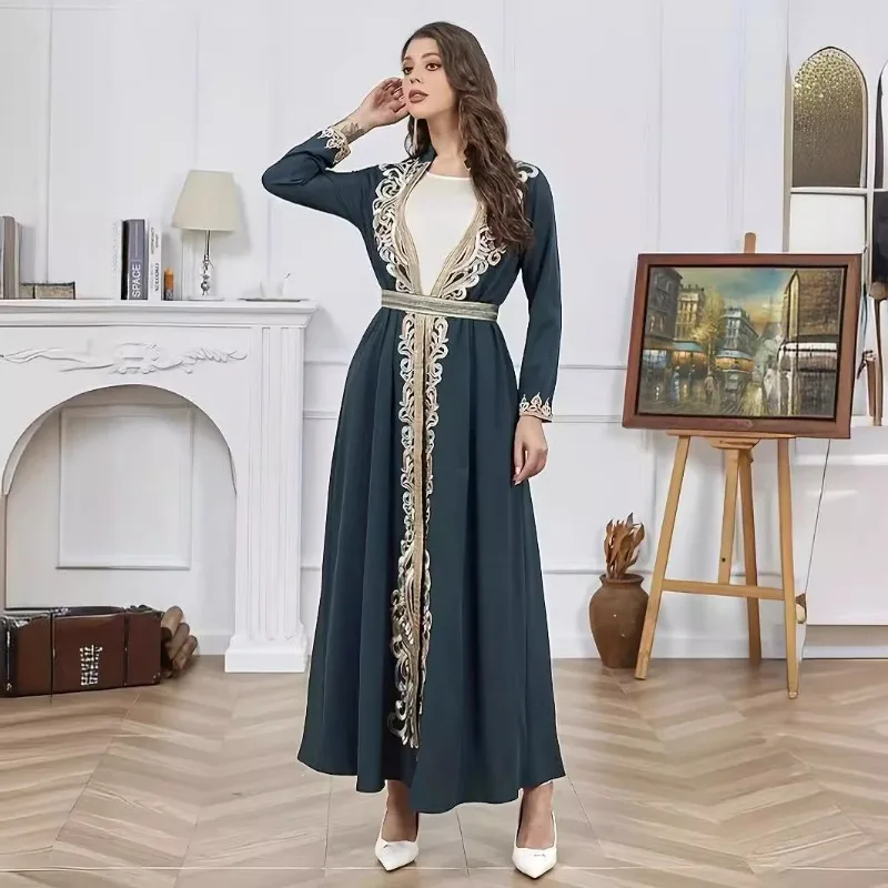 New Middle East Muslim Women's Wear Elegant Two-Piece Long Dress Lace Fashion Robe abaya  muslim dress  dresses