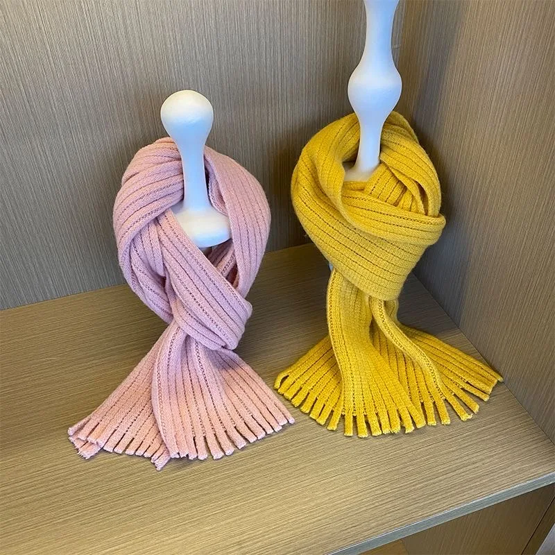 Children's scarf retro western style small scarf baby striped bib boys and girls solid color versatile tassel trend